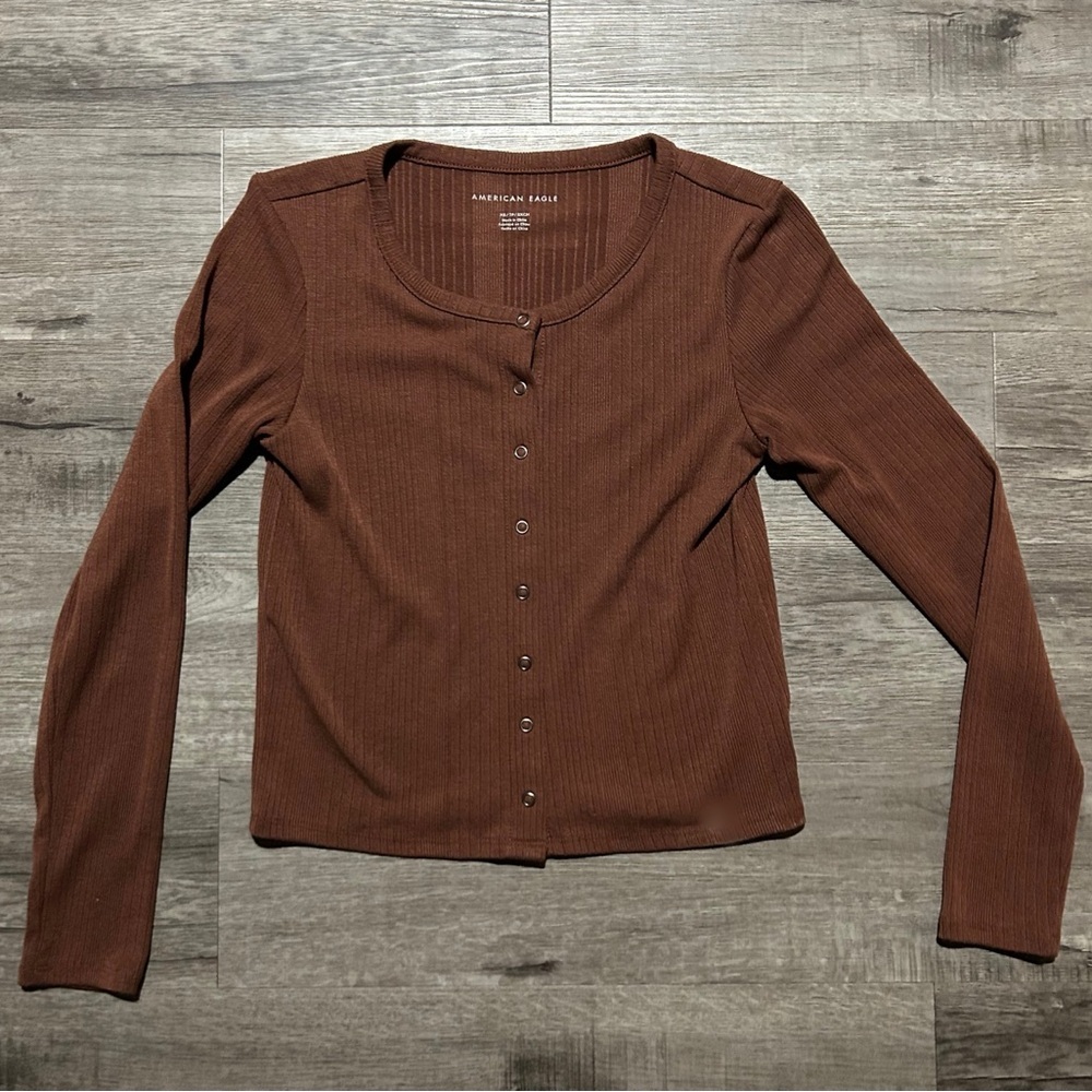 Women’s American Eagle Outfitters Ribbed Button-Up Top